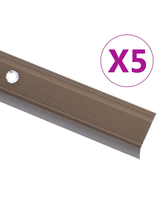 Portaikon suojukset l-muotoiset 5 kpl alumiini 90 cm ruskea