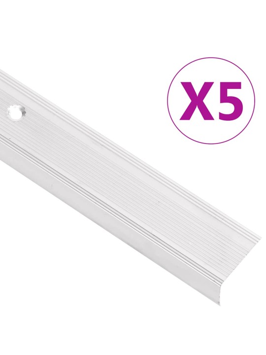 Portaikon suojukset l-muotoiset 5 kpl alumiini 100 cm hopea