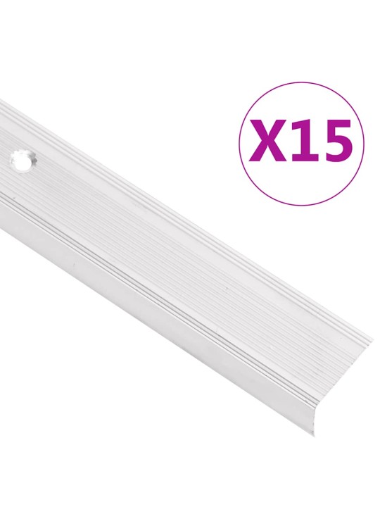 Portaikon suojukset L-muotoiset 15 kpl alumiini 100 cm hopea