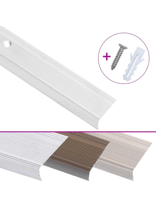 Portaikon suojukset L-muotoiset 15 kpl alumiini 100 cm hopea