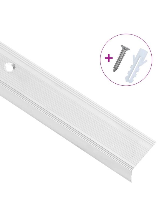 Portaikon suojukset L-muotoiset 15 kpl alumiini 100 cm hopea