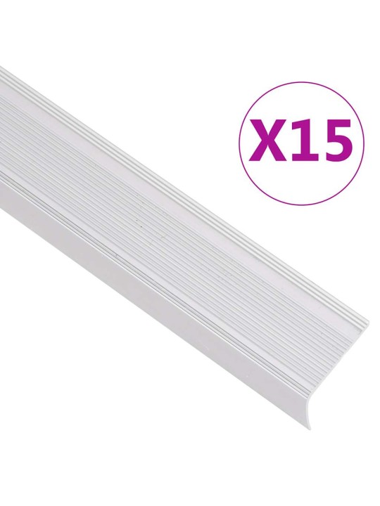 Portaikon suojukset L-muotoiset 15 kpl alumiini 100 cm hopea