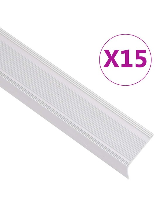 Portaikon suojukset L-muotoiset 15 kpl alumiini 100 cm hopea