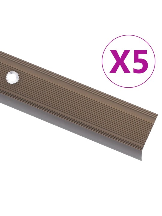 Portaikon suojukset l-muotoiset 5 kpl alumiini 100 cm ruskea