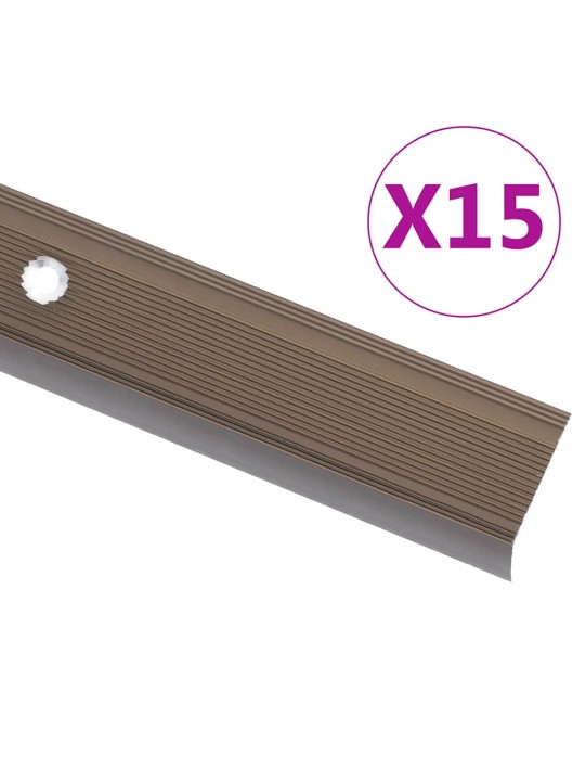 Portaikon suojukset L-muotoiset 15 kpl alumiini 100 cm ruskea