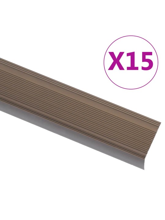 Portaikon suojukset L-muotoiset 15 kpl alumiini 100 cm ruskea