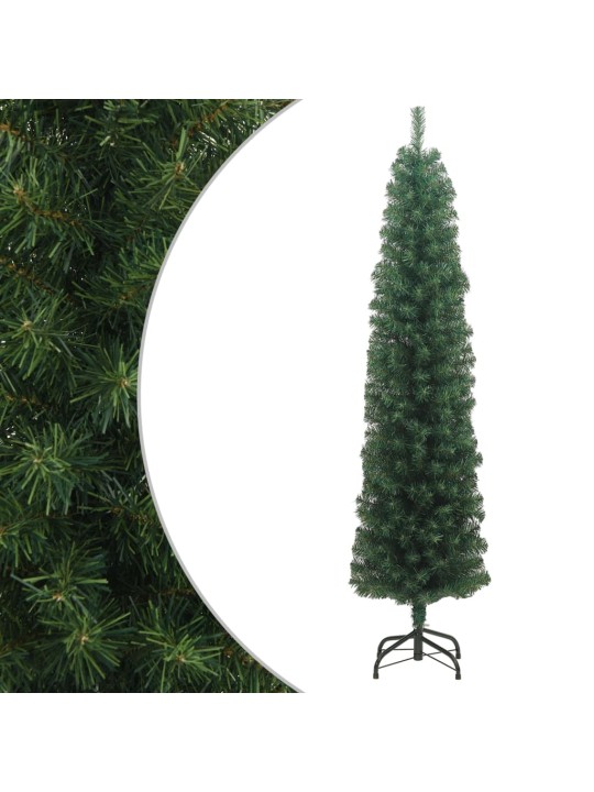 Kapea tekojoulukuusi jalustalla vihreä 240 cm pvc