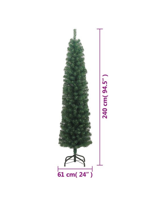 Kapea tekojoulukuusi jalustalla vihreä 240 cm pvc