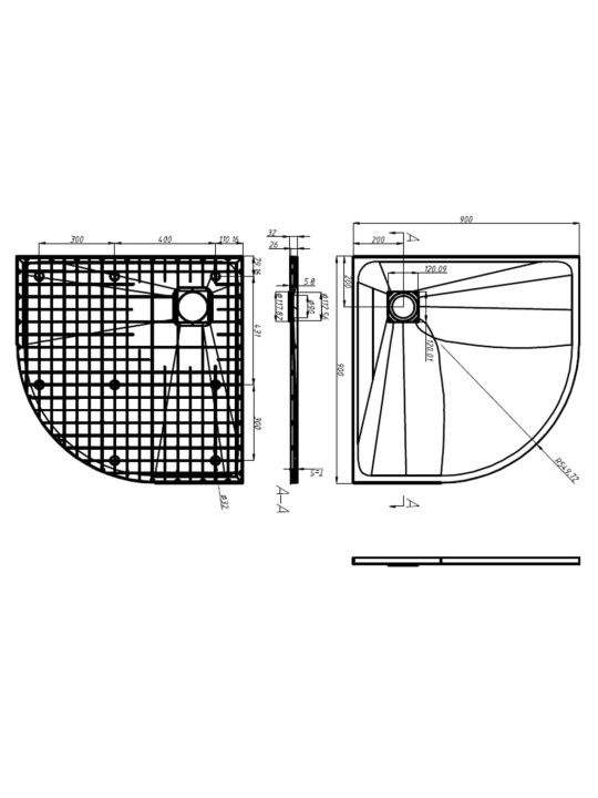 Suihkualusta SMC valkoinen 90x90 cm