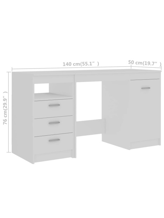 Työpöytä valkoinen 140x50x76 cm tekninen puu