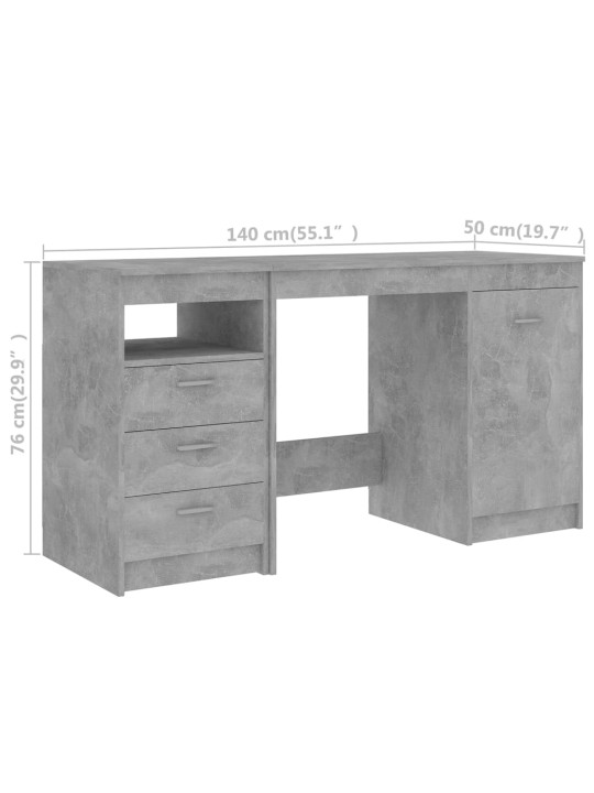 Työpöytä betoninharmaa 140x50x76 cm tekninen puu