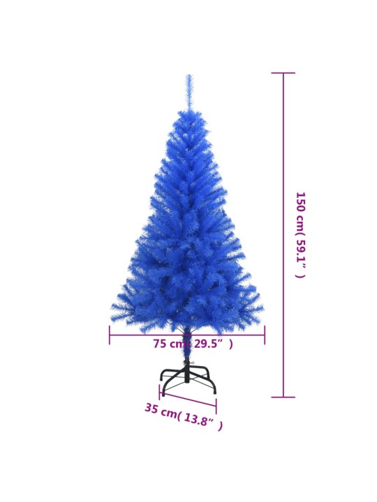 Tekojoulukuusi jalustalla sininen 150 cm PVC