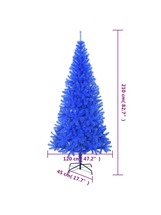 Tekojoulukuusi jalustalla sininen 210 cm PVC