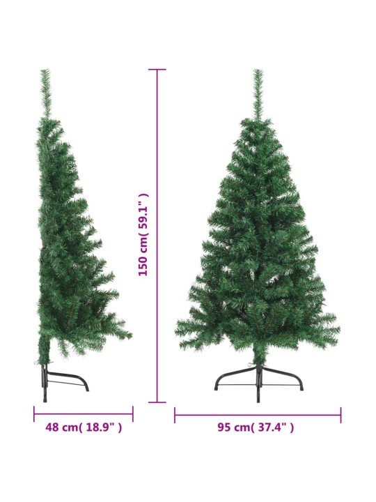 Tekojoulukuusen puolikas jalustalla vihreä 150 cm PVC