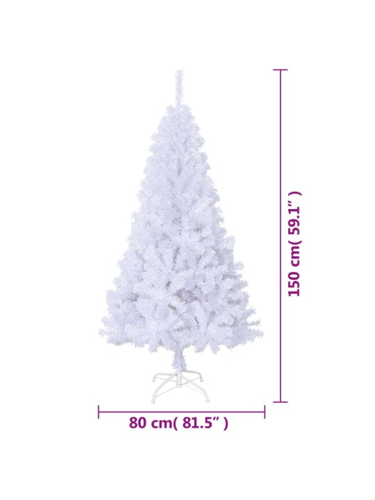 Tekojoulukuusi paksuilla oksilla valkoinen 150 cm PVC