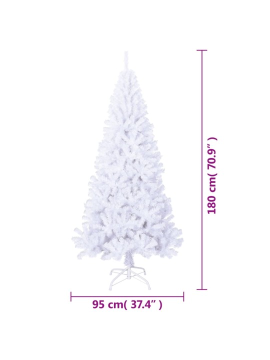 Tekojoulukuusi paksuilla oksilla valkoinen 180 cm PVC