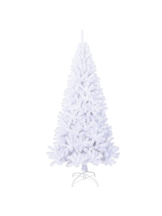 Tekojoulukuusi paksuilla oksilla valkoinen 210 cm PVC