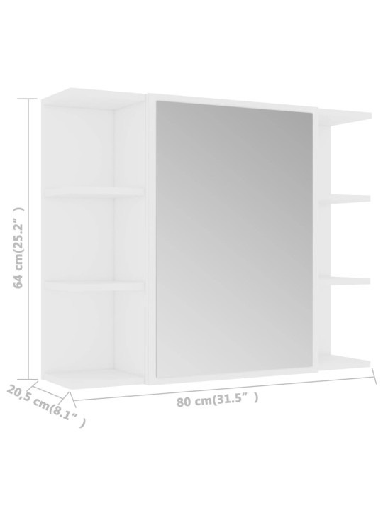 Kylpyhuoneen peilikaappi valkoinen 80x20,5x64 cm lastulevy