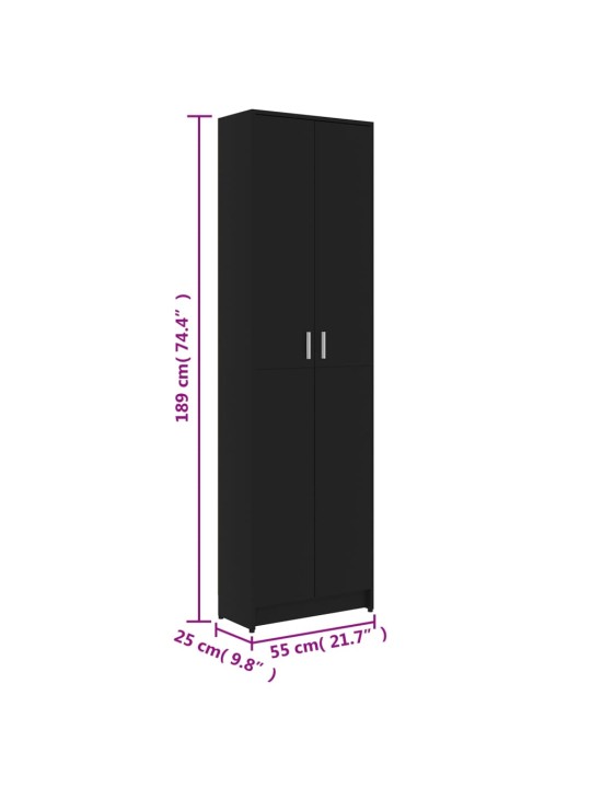 Eteisen vaatekaappi musta 55x25x189 cm tekninen puu