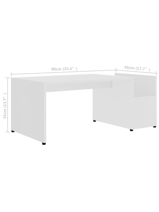 Sohvapöytä valkoinen 90x45x35 cm lastulevy