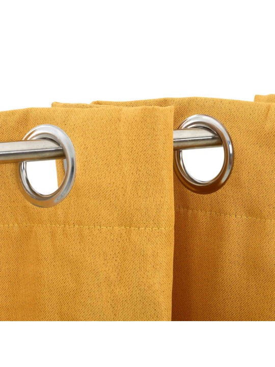 Pellavamaiset pimennysverhot renkailla 2kpl keltainen 140x245cm
