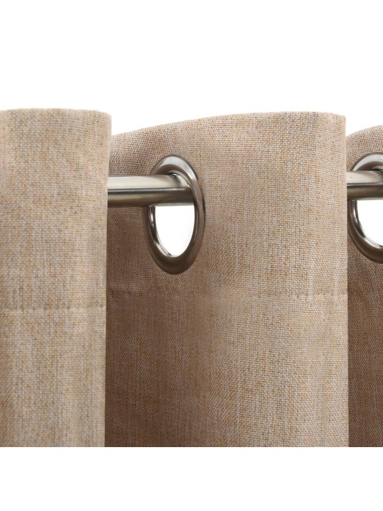 Pellavamaiset pimennysverhot renkailla 2 kpl beige 140x175 cm