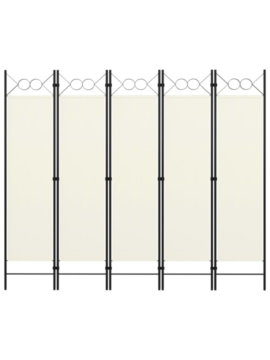 5-Paneelinen tilanjakaja kermanvalkoinen 200x180 cm