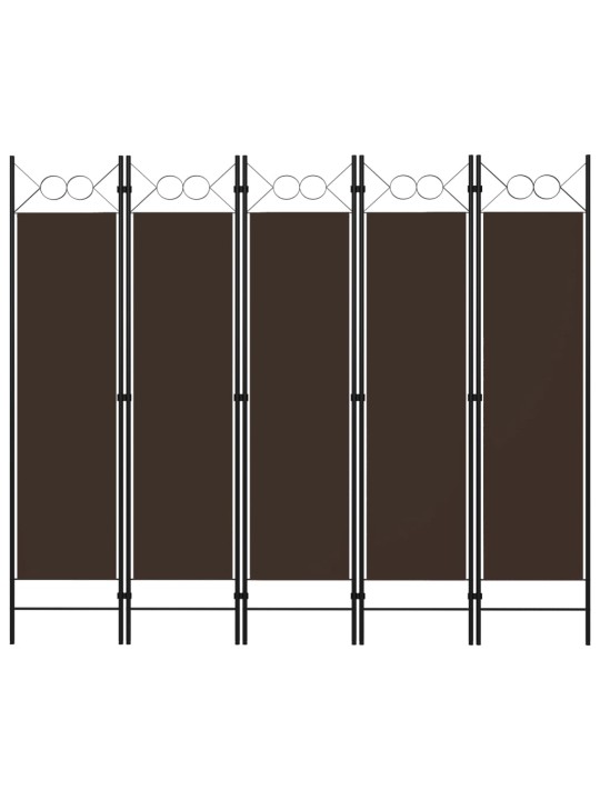 5-paneelinen tilanjakaja ruskea 200x180 cm