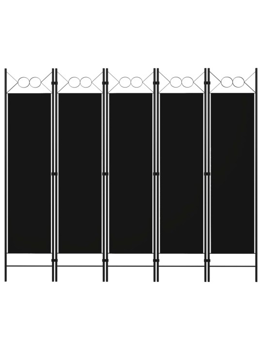 5-paneelinen tilanjakaja 200x180 cm musta