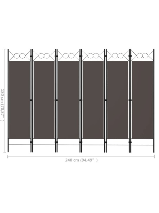 6-Paneelinen tilanjakaja 240x180 cm antrasiitti