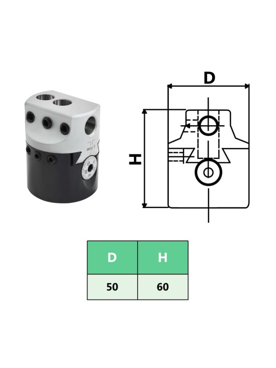 50 mm porapää MT2-porakaralla sorvijyrsintään