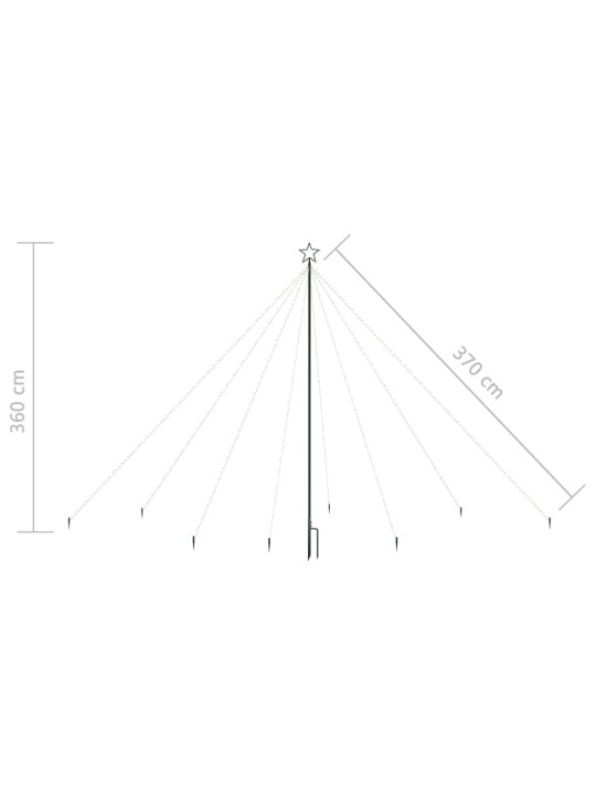 Joulukuusen valot sisä-/ulkokäyttöön 576 LED-valoa 3,6 m