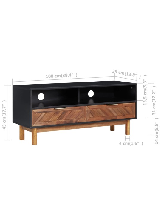 Tv-taso 100x35x45 cm täysi akaasiapuu ja mdf