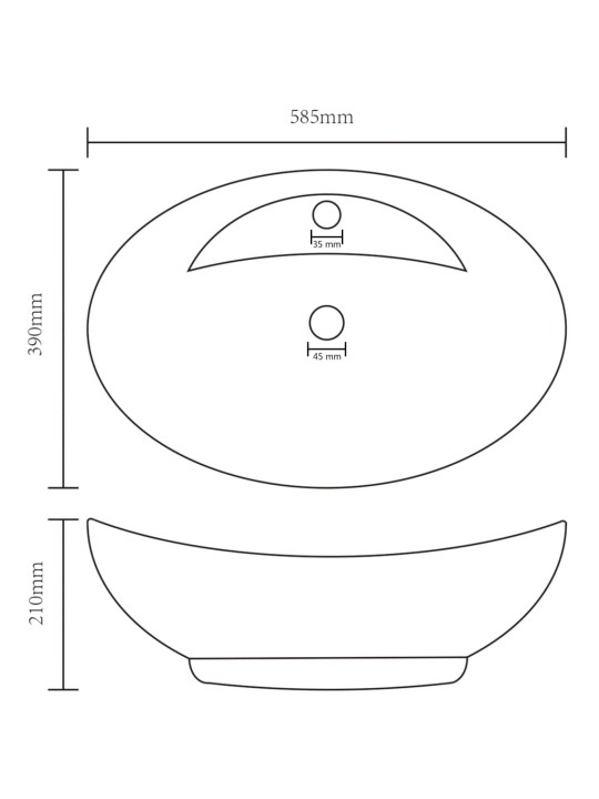 Ylellinen pesuallas ovaali matta kerma 58,5x39 cm keraami
