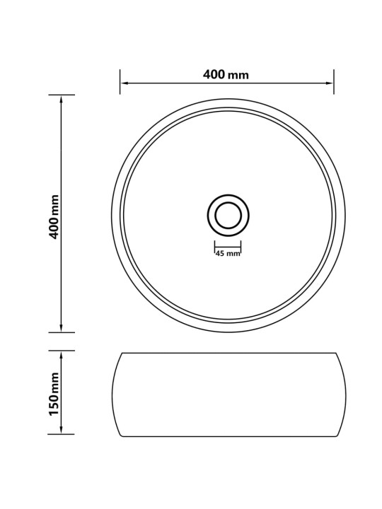 Ylellinen pesuallas pyöreä matta vaaleansininen 40x15cm keraami