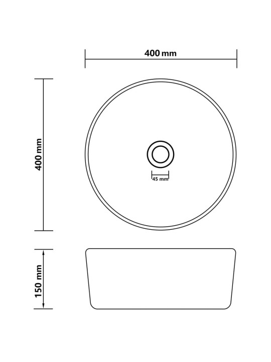 Ylellinen pesuallas pyöreä matta vaaleansininen 40x15cm keraami