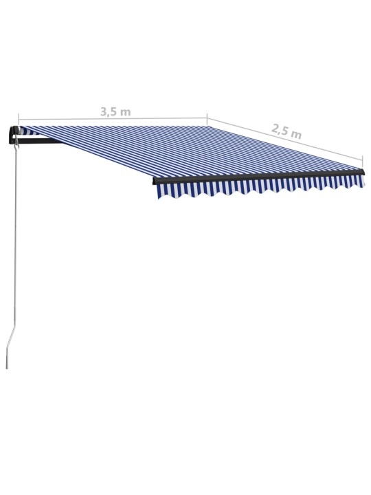 Manuaalisesti sisäänkelattava markiisi 350x250 cm sinivalkoinen