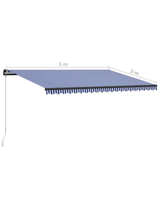 Manuaalisesti sisäänkelattava markiisi 500x300 cm sinivalkoinen