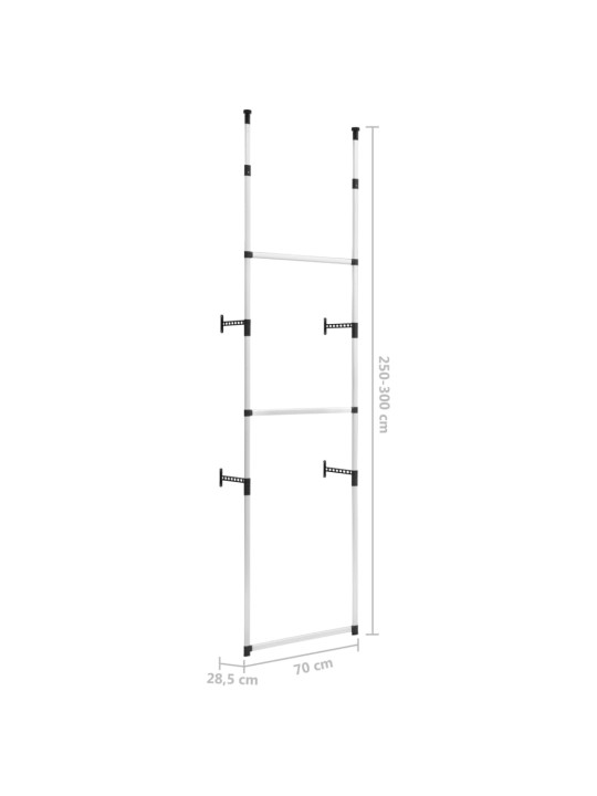 Teleskooppinen vaatekaappijärjestelmä tangoilla alumiini