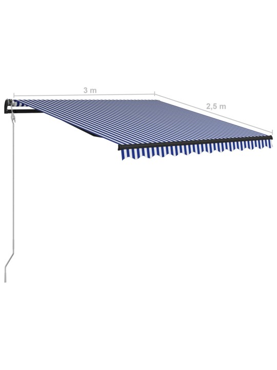 Automaattisesti sisäänkelattava markiisi 300x250 cm sin./valk.