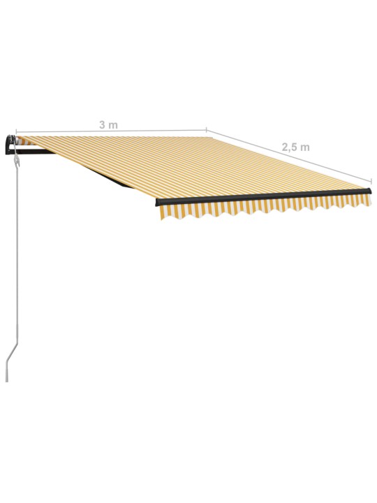 Sisäänkelattava markiisi 300x250 cm keltainen ja valkoinen