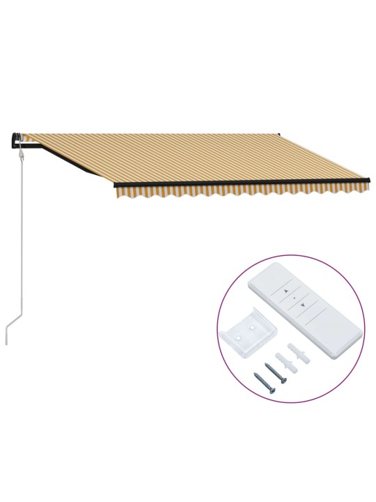 Automaattisesti sisäänkelattava markiisi 400x300cm kelt./valk.