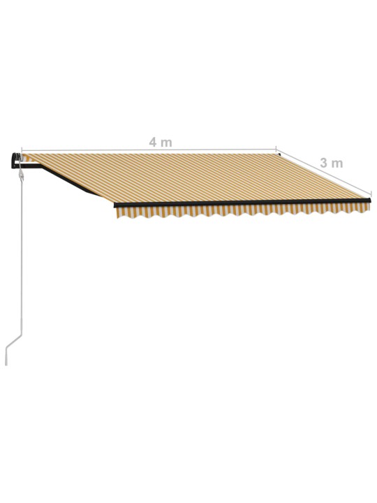 Automaattisesti sisäänkelattava markiisi 400x300cm kelt./valk.