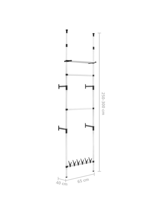 Teleskooppinen vaatekaappijärjestelmä tangot ja hylly alumiini