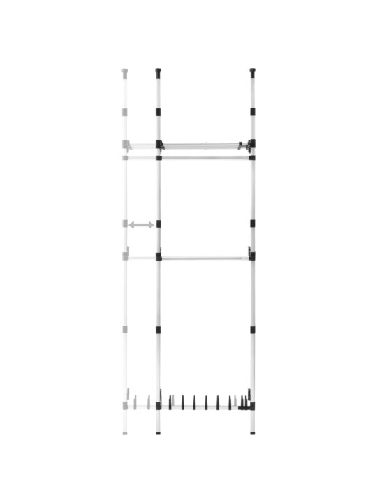 Teleskooppinen vaatekaappijärjestelmä tangot ja hylly alumiini