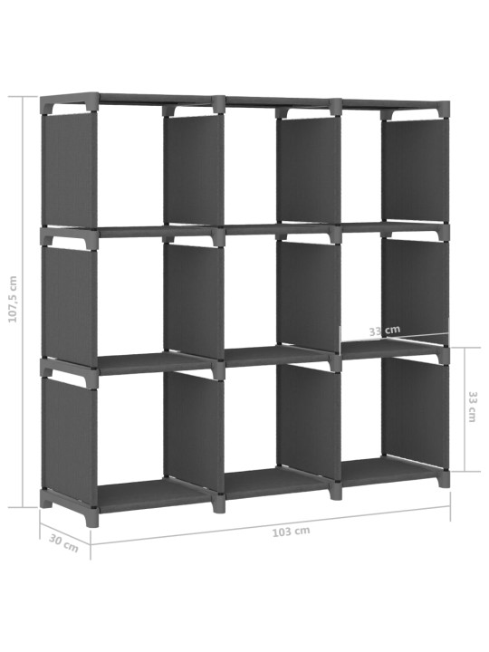 9 kuution esittelyhylly harmaa 103x30x107,5 cm kangas