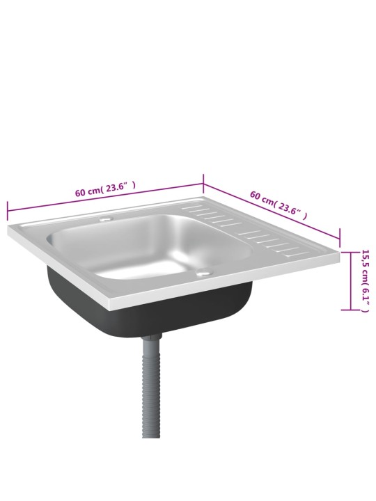 Tiskiallas viemärisarjalla hopea 600x600x155 mm ruostum. teräs