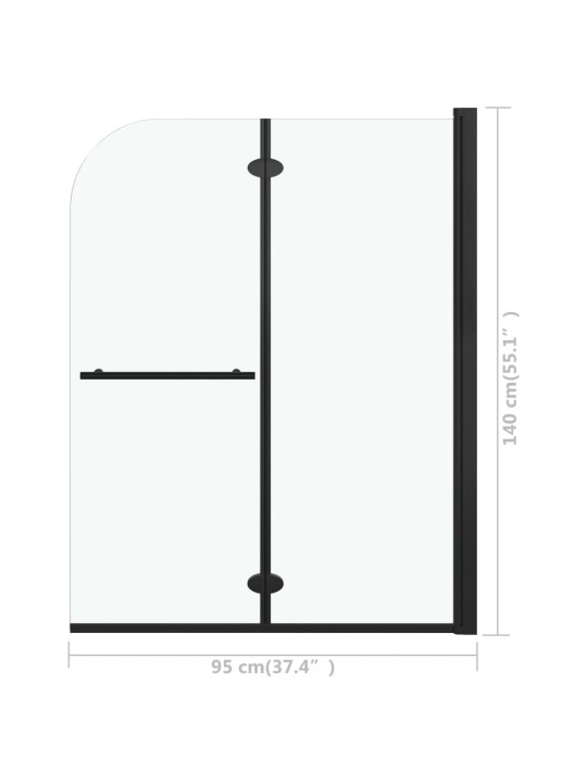 Taittuva suihkukaappi 2 paneelia ESG 95x140 cm musta