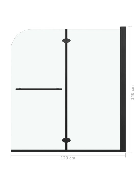 Taittuva suihkukaappi 2 paneelia ESG 120x140 cm musta