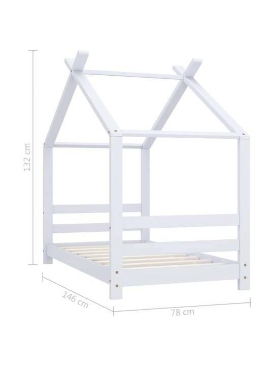 Lasten sängynrunko valkoinen täysi mänty 70x140 cm